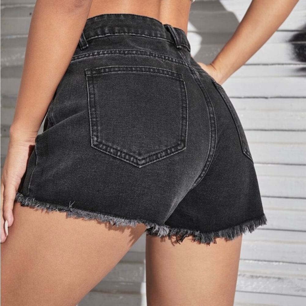 High Waist Denim Shorts - Picture 2 of 5